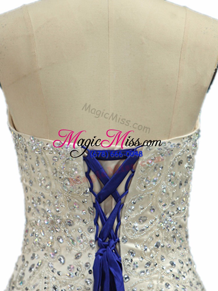 wholesale fashion royal blue sweetheart neckline beading vestidos de quinceanera sleeveless lace up
