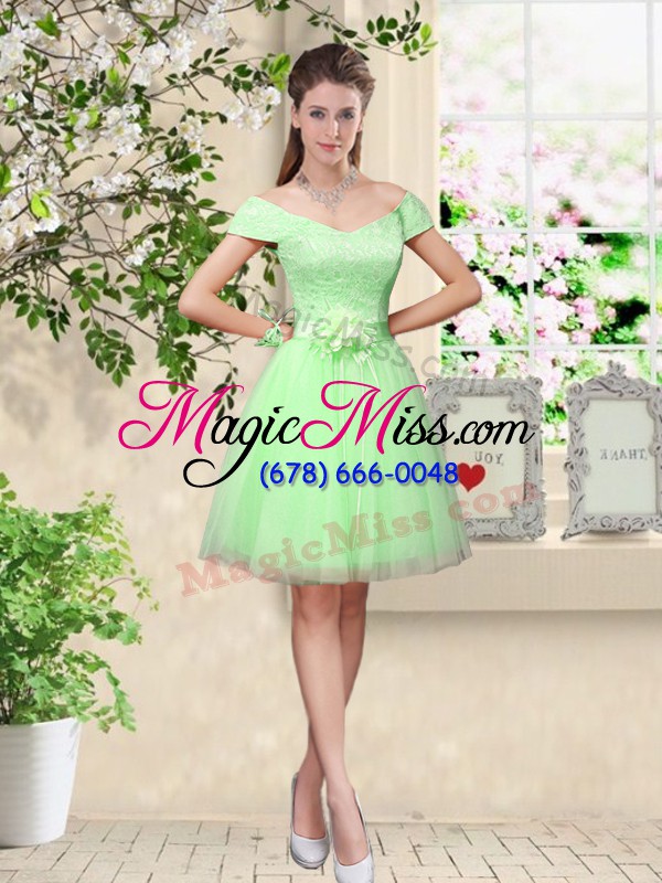 wholesale trendy sweetheart lace up lace and belt bridesmaid dresses sleeveless