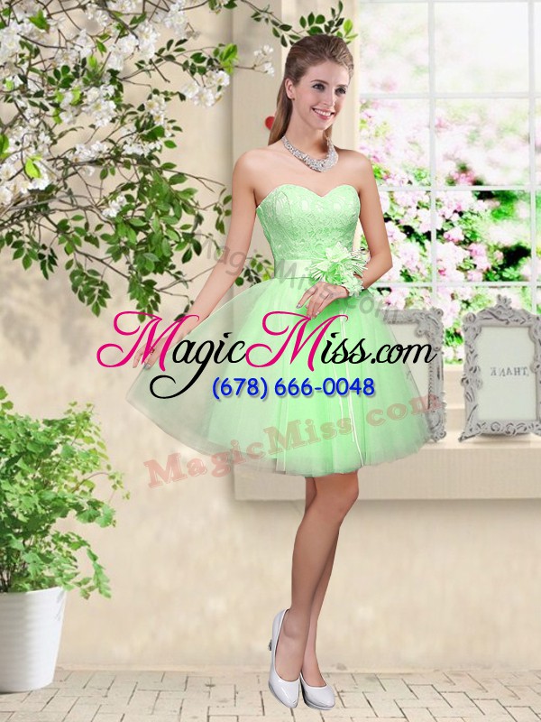 wholesale trendy sweetheart lace up lace and belt bridesmaid dresses sleeveless