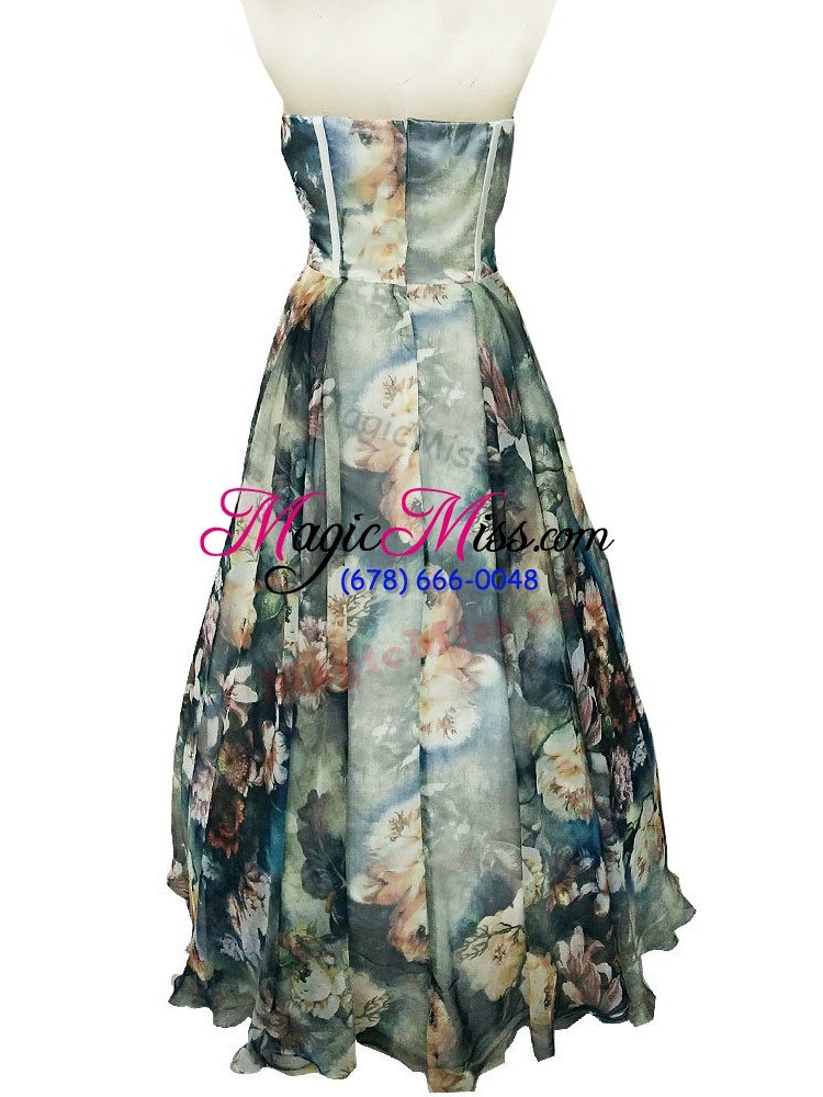 wholesale floor length a-line sleeveless multi-color dress for prom zipper
