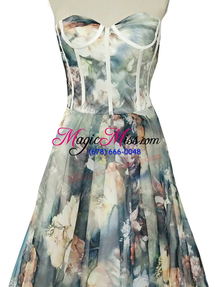 wholesale floor length a-line sleeveless multi-color dress for prom zipper