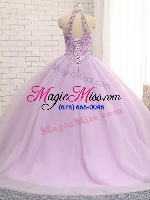 wholesale lilac halter top neckline beading sweet 16 quinceanera dress sleeveless lace up
