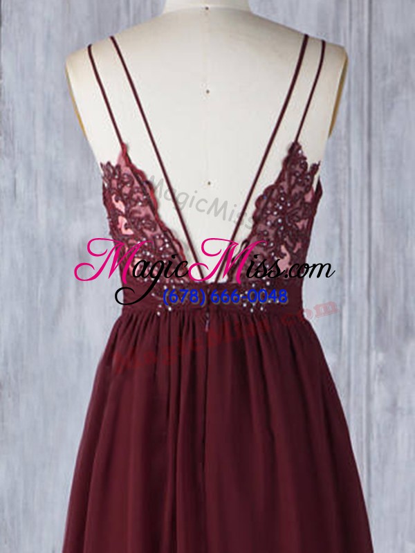 wholesale hot selling burgundy straps neckline appliques quinceanera court dresses sleeveless zipper