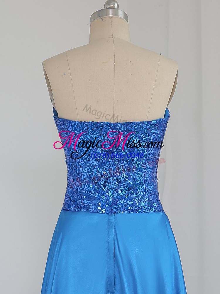 wholesale sleeveless zipper high low beading evening dress