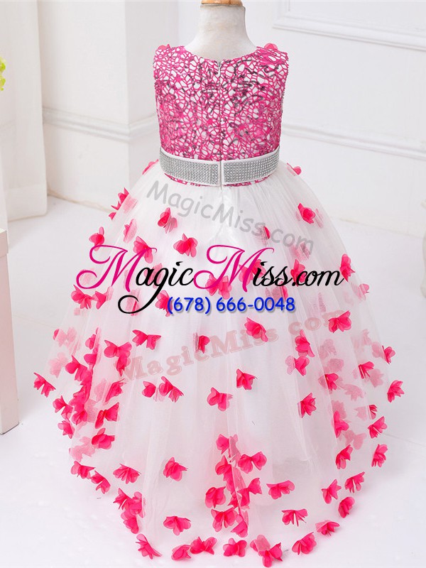 wholesale best selling ball gowns flower girl dresses for less white scoop tulle sleeveless high low zipper