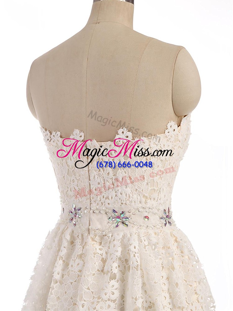 wholesale white zipper sweetheart beading and lace and appliques prom gown lace sleeveless