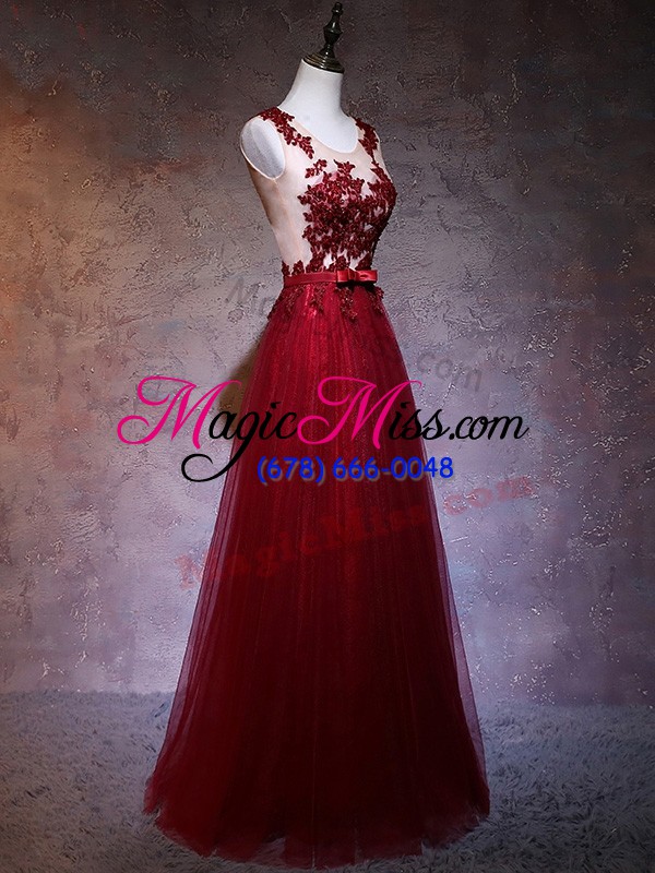 wholesale exceptional sleeveless backless floor length appliques prom evening gown
