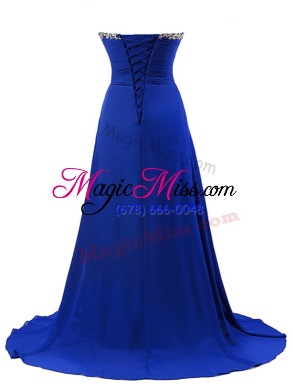 wholesale new style royal blue homecoming dress prom and party with beading sweetheart sleeveless brush train lace up