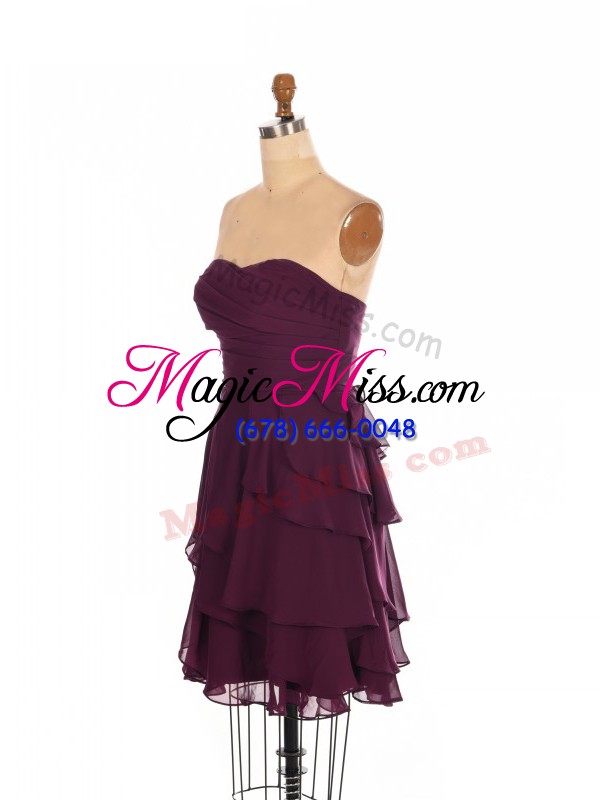 wholesale trendy chiffon sleeveless mini length bridesmaid gown and ruffled layers