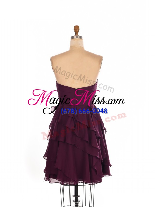 wholesale trendy chiffon sleeveless mini length bridesmaid gown and ruffled layers