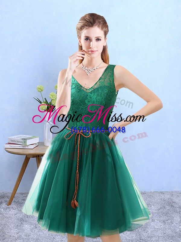 wholesale deluxe green sleeveless tulle backless court dresses for sweet 16 for prom and party