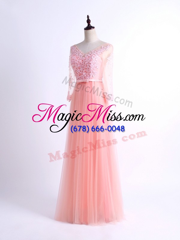 wholesale pink quinceanera dama dress prom and party and wedding party with lace v-neck half sleeves lace up