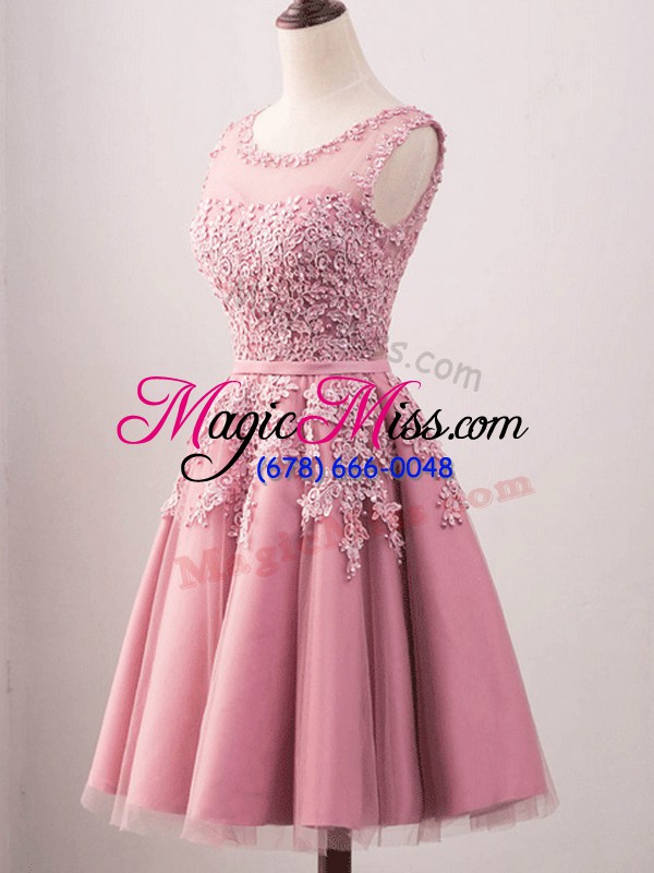 wholesale classical scoop sleeveless tulle quinceanera dama dress lace lace up