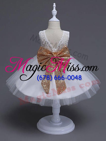 wholesale scoop sleeveless zipper child pageant dress white tulle