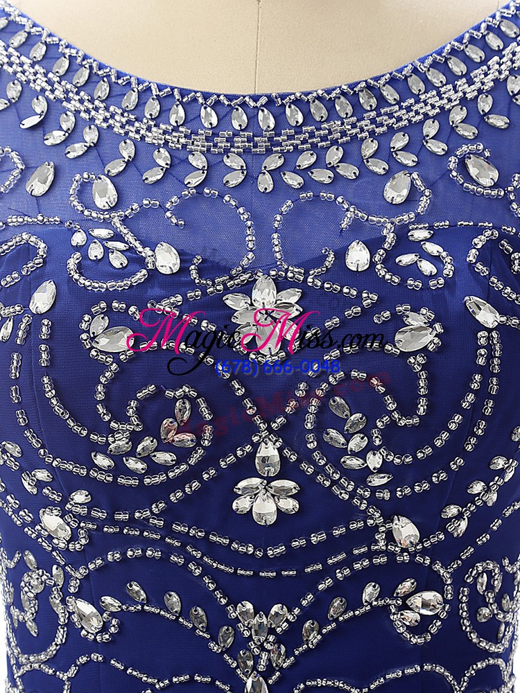 wholesale fantastic floor length royal blue prom dress chiffon sleeveless beading