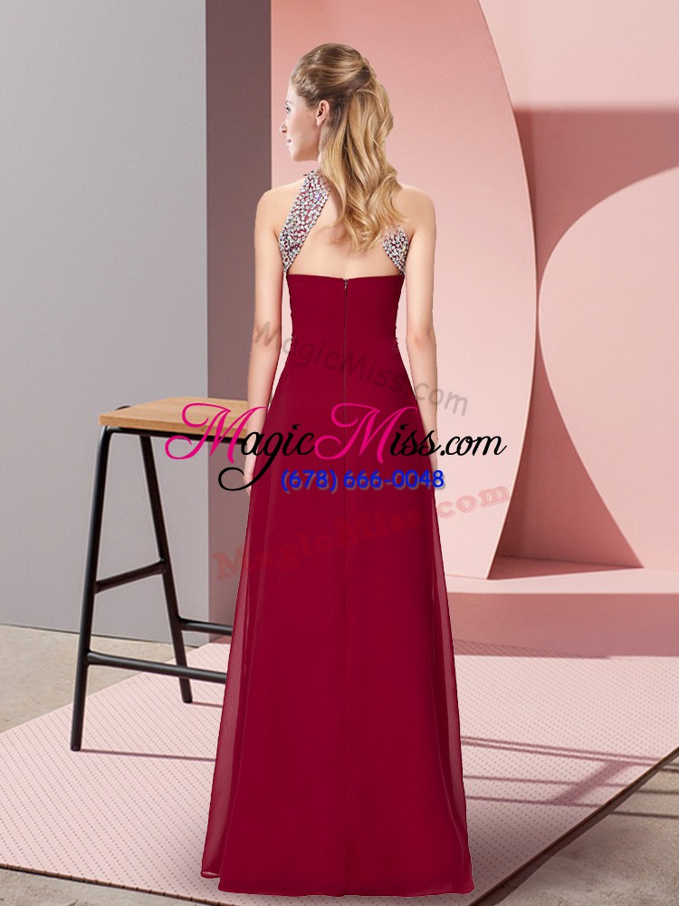 wholesale fantastic burgundy halter top zipper beading and ruching homecoming dress sleeveless
