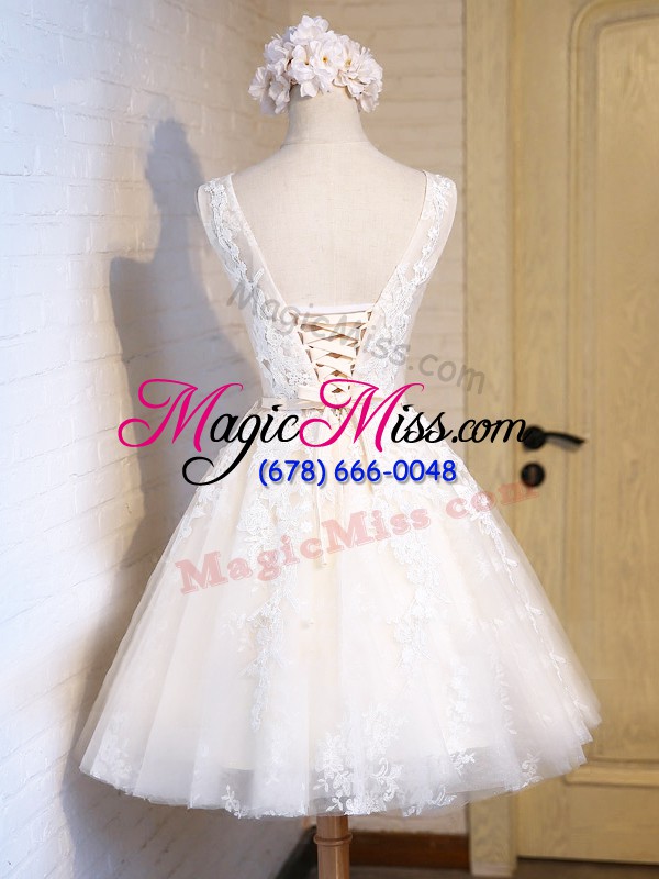 wholesale mini length lace up prom dresses white for prom and party and sweet 16 with appliques