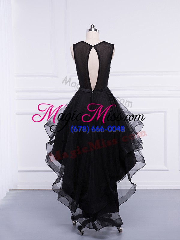 wholesale black sleeveless tulle zipper prom dresses for prom and party and sweet 16
