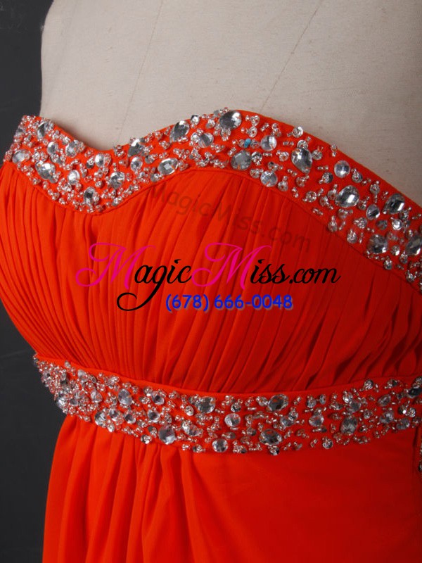 wholesale best selling coral red sleeveless beading floor length juniors party dress