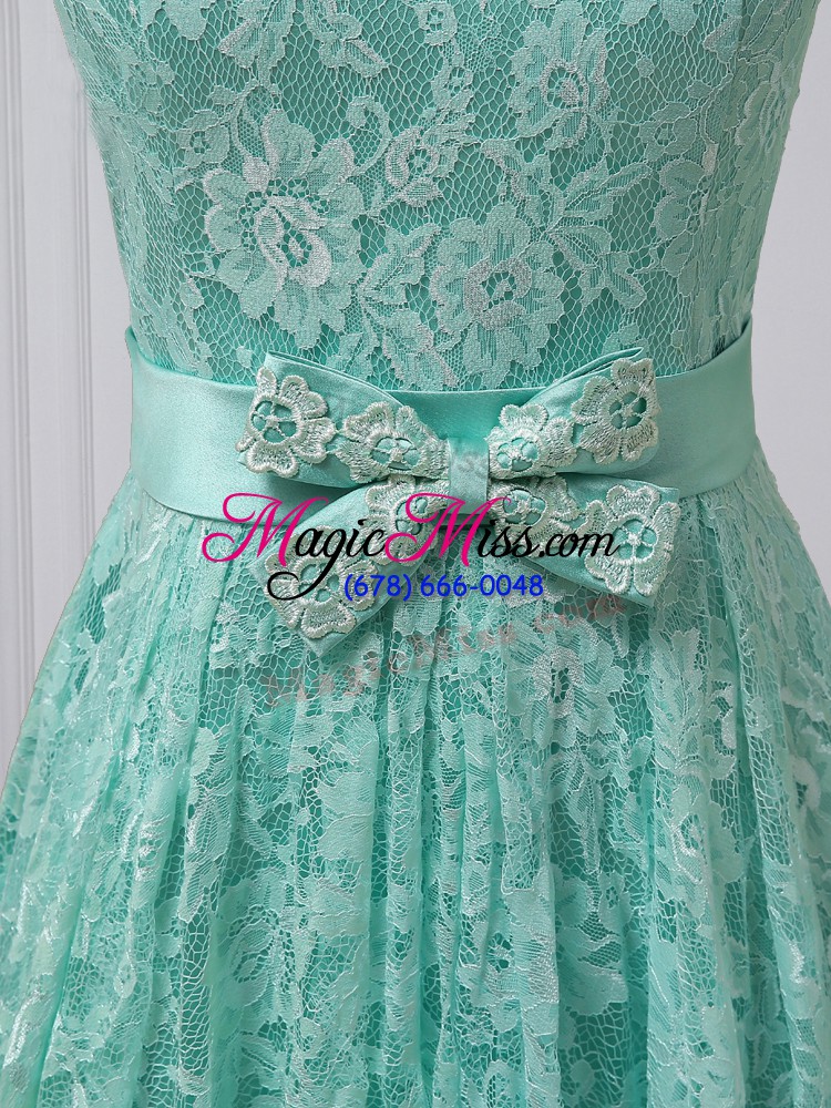 wholesale apple green sleeveless lace lace up wedding guest dresses for prom and party and wedding party