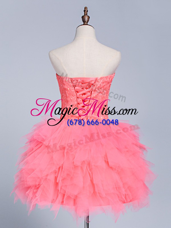 wholesale free and easy sweetheart sleeveless tulle homecoming dress lace and appliques lace up