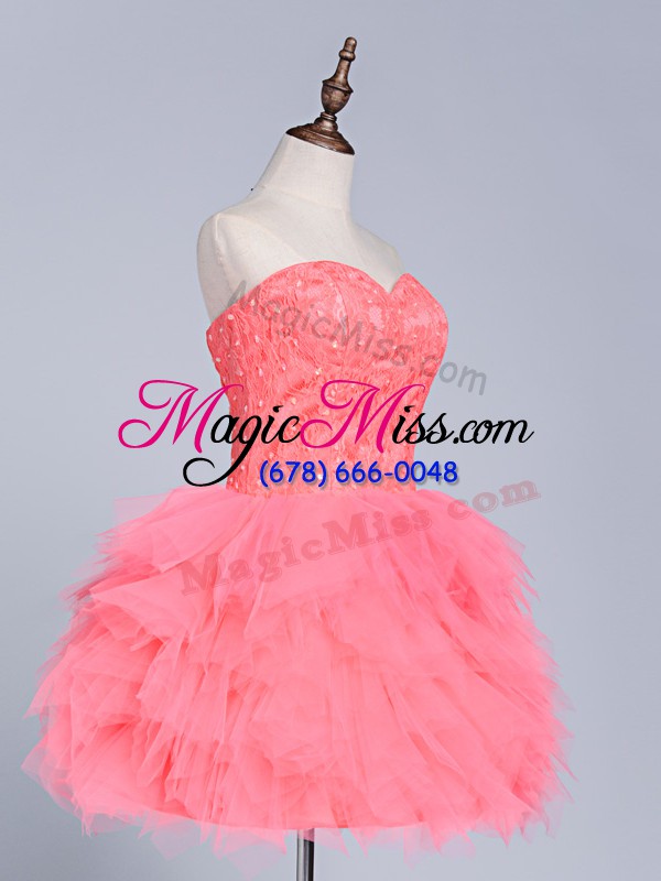 wholesale free and easy sweetheart sleeveless tulle homecoming dress lace and appliques lace up