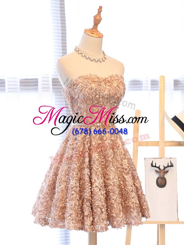 wholesale fabulous champagne sleeveless belt mini length hoco dress