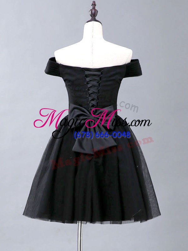 wholesale wonderful mini length a-line sleeveless black prom dress lace up