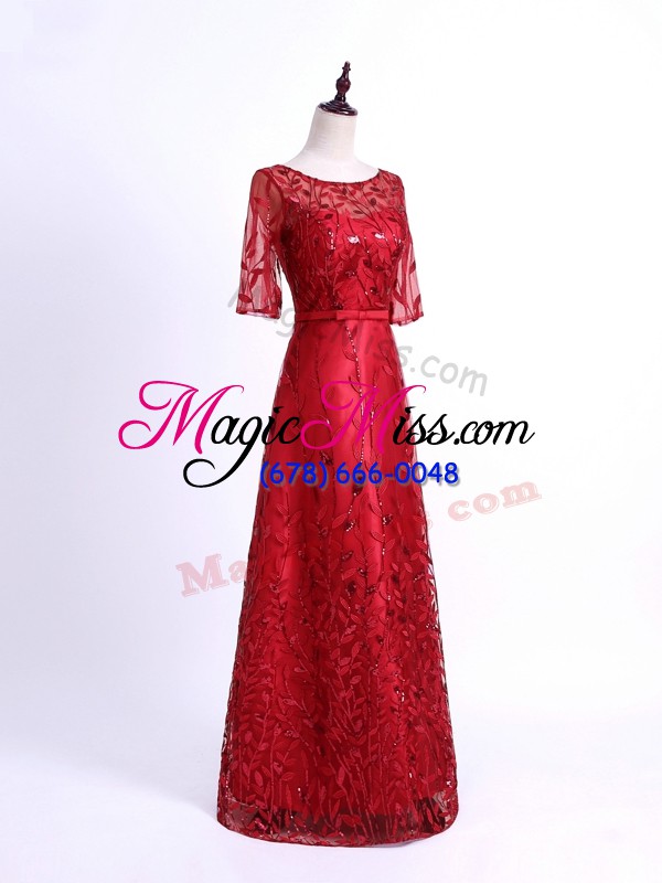 wholesale classical red half sleeves lace mother of the bride dress