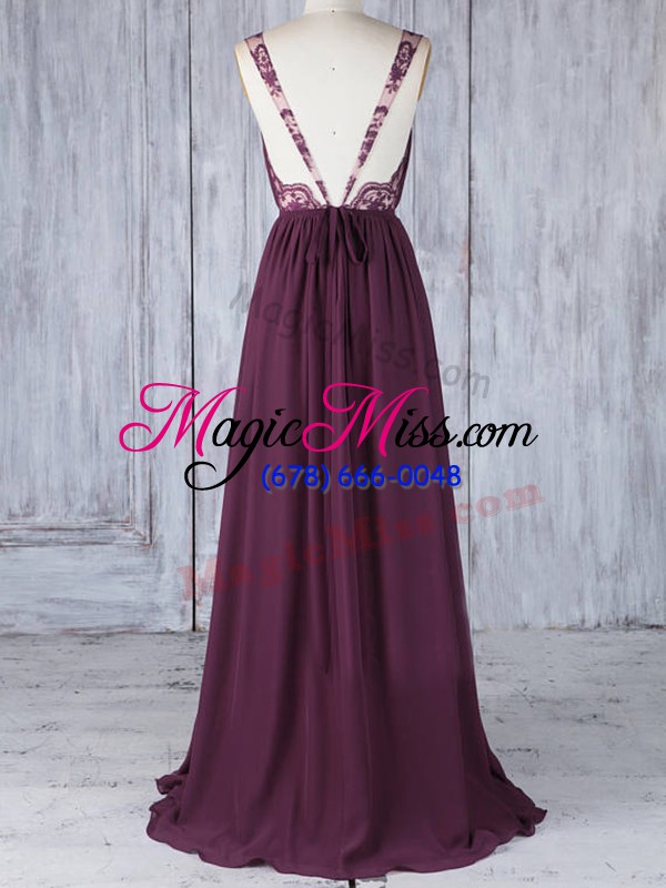 wholesale v-neck sleeveless chiffon court dresses for sweet 16 appliques backless