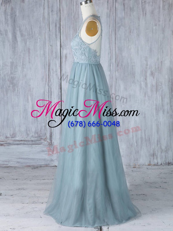 wholesale pretty tulle sleeveless floor length vestidos de damas and appliques