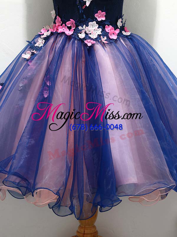 wholesale lace and appliques and hand made flower homecoming dress multi-color lace up sleeveless mini length