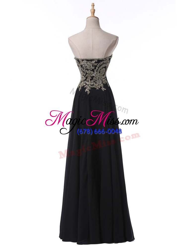wholesale black side zipper evening wear beading and appliques sleeveless floor length