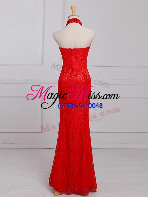 wholesale pretty sleeveless zipper floor length beading and lace formal evening gowns