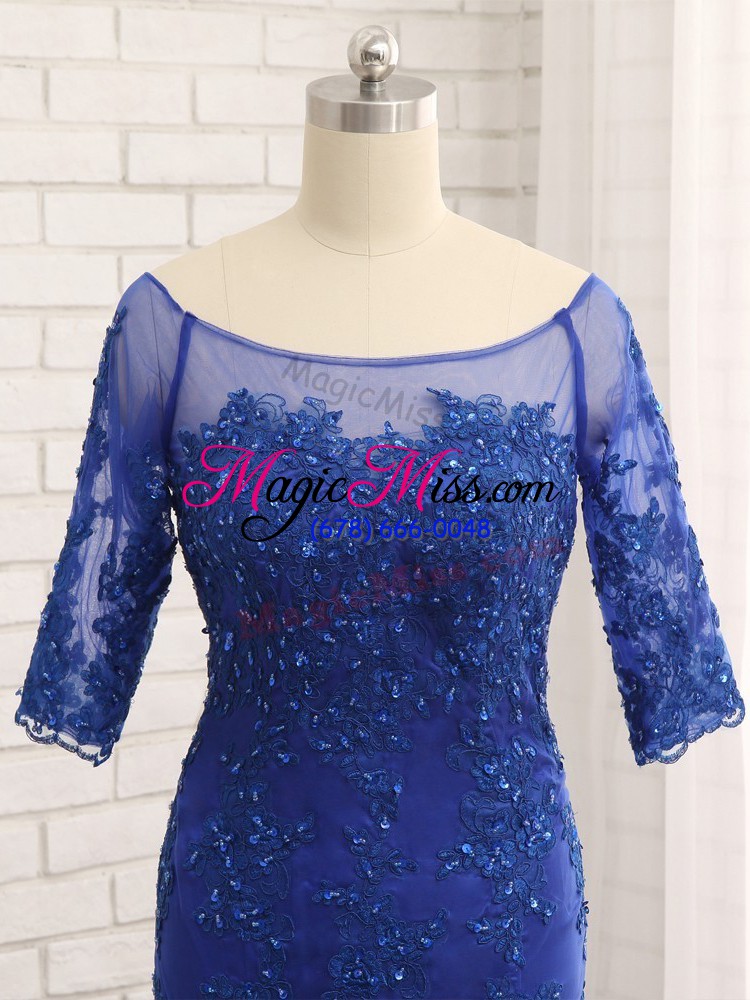 wholesale half sleeves lace and appliques zipper mother of the bride dress