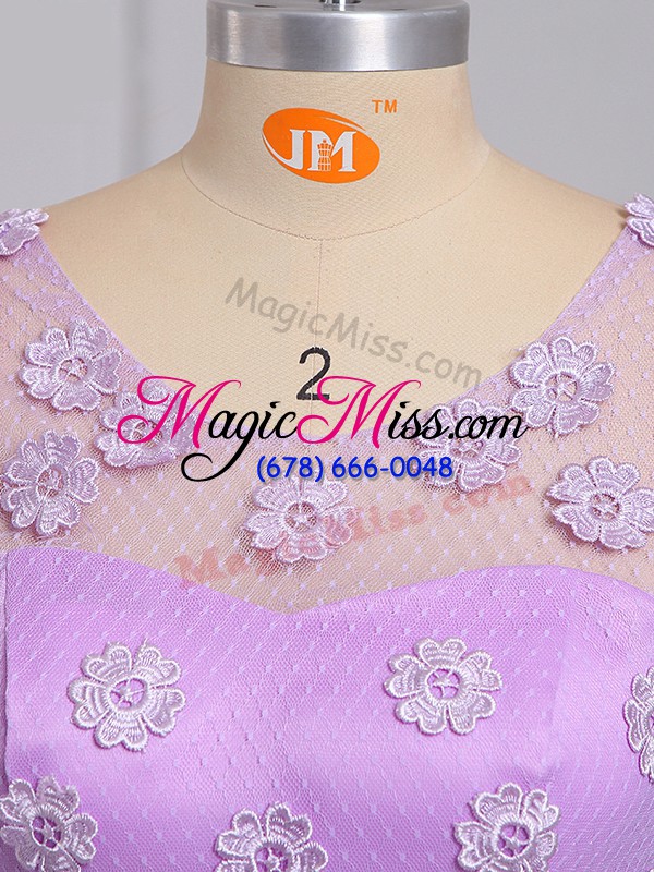 wholesale cheap lilac lace lace up scoop sleeveless mini length bridesmaids dress appliques and belt