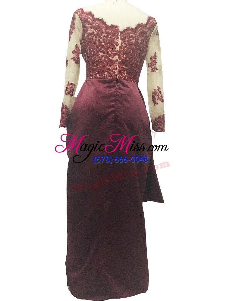 wholesale fancy taffeta long sleeves floor length mother of groom dress and lace and appliques