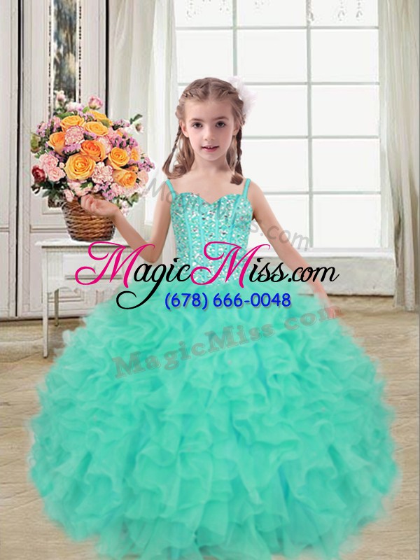 wholesale organza sleeveless floor length little girls pageant dress wholesale and beading and ruffles