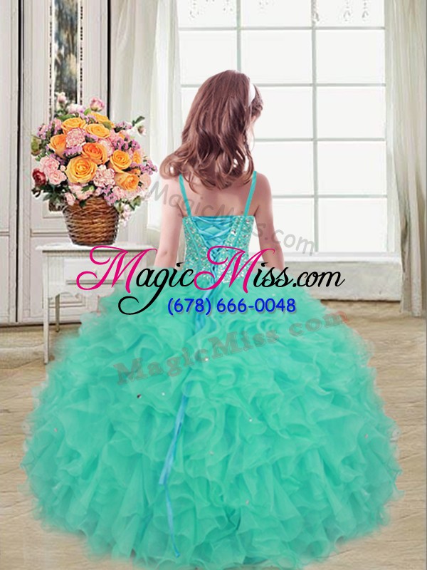 wholesale organza sleeveless floor length little girls pageant dress wholesale and beading and ruffles