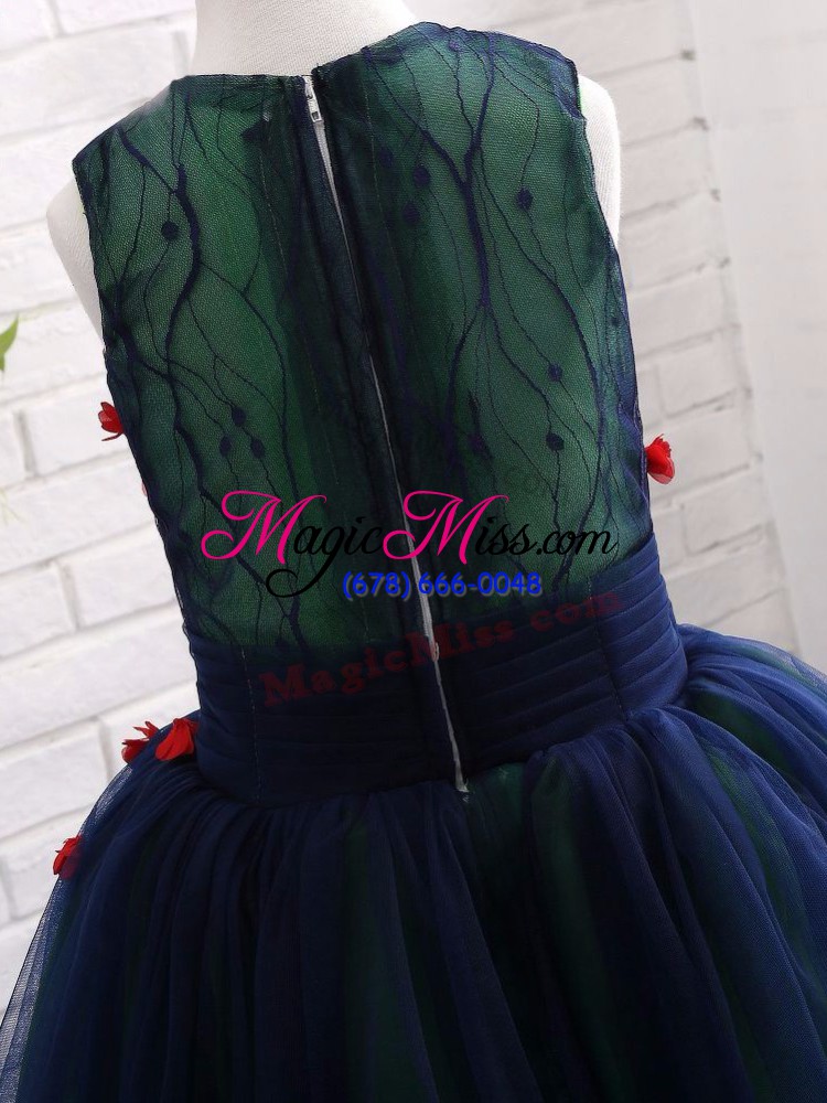 wholesale v-neck sleeveless tulle little girl pageant dress lace and appliques zipper