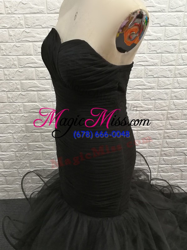 wholesale flirting floor length mermaid sleeveless black dress for prom zipper
