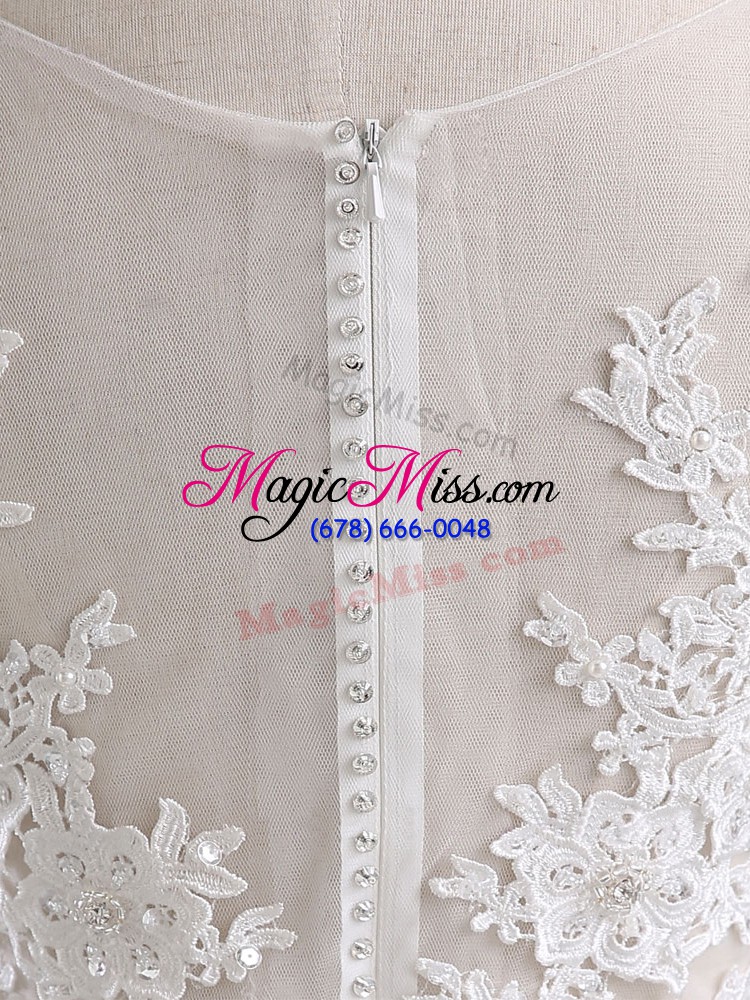 wholesale sweet zipper wedding dress white for wedding party with lace brush train