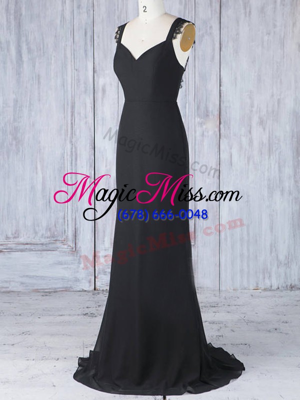 wholesale zipper quinceanera dama dress black for prom and party and wedding party with appliques sweep train