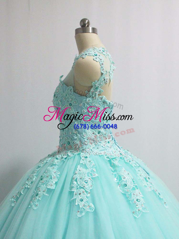 wholesale edgy sleeveless lace up floor length appliques sweet 16 quinceanera dress