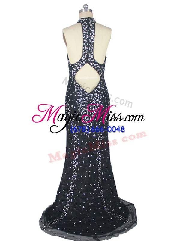 wholesale black column/sheath beading dress for prom zipper tulle sleeveless
