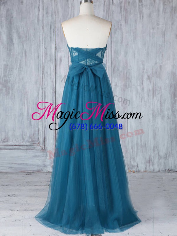 wholesale luxury teal side zipper sweetheart appliques bridesmaid dresses tulle sleeveless