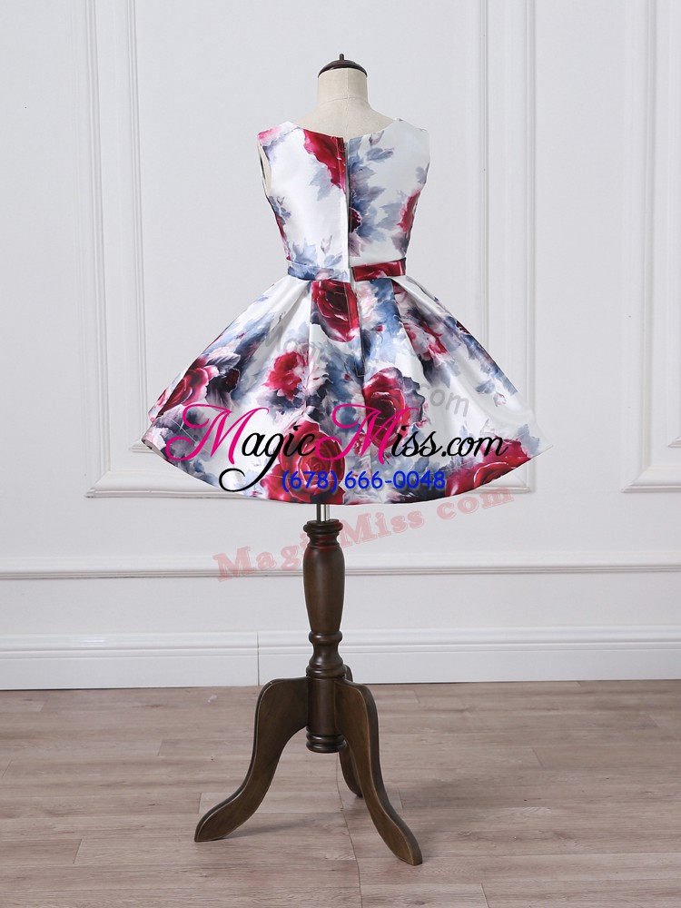 wholesale latest multi-color sleeveless printed zipper girls pageant dresses for wedding party