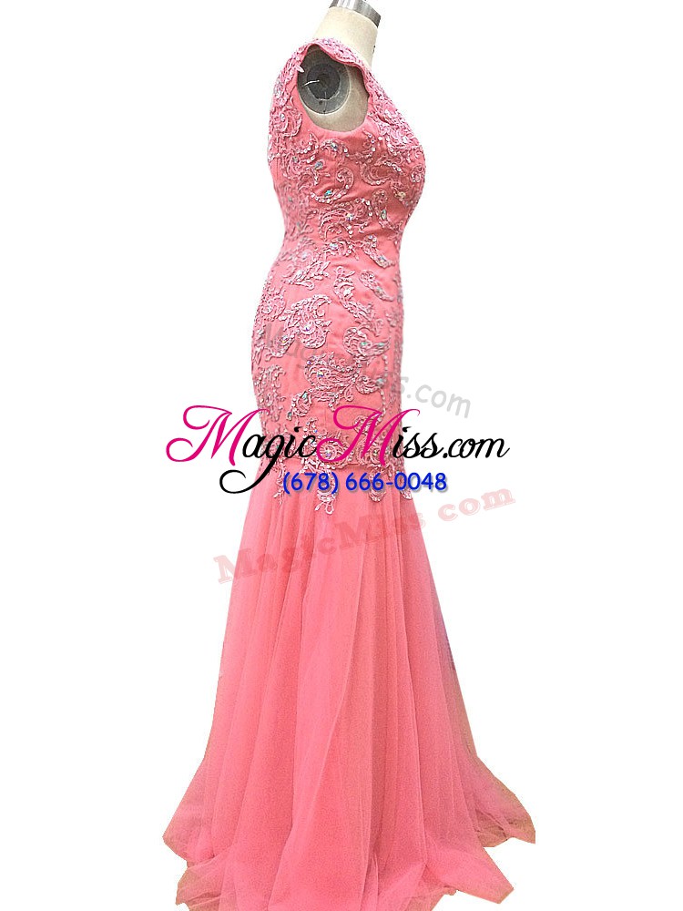 wholesale tulle sleeveless floor length evening dresses and beading and lace and appliques
