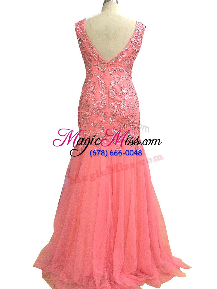 wholesale tulle sleeveless floor length evening dresses and beading and lace and appliques