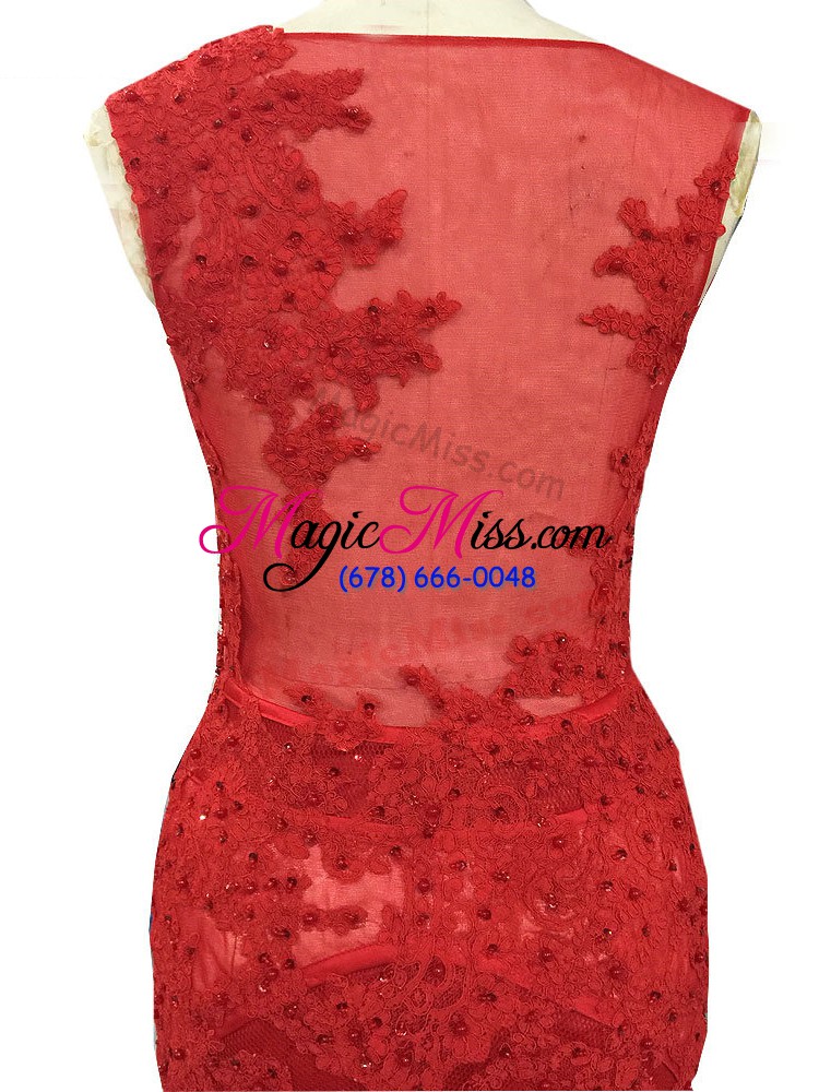 wholesale pretty red column/sheath lace mother dresses zipper tulle sleeveless